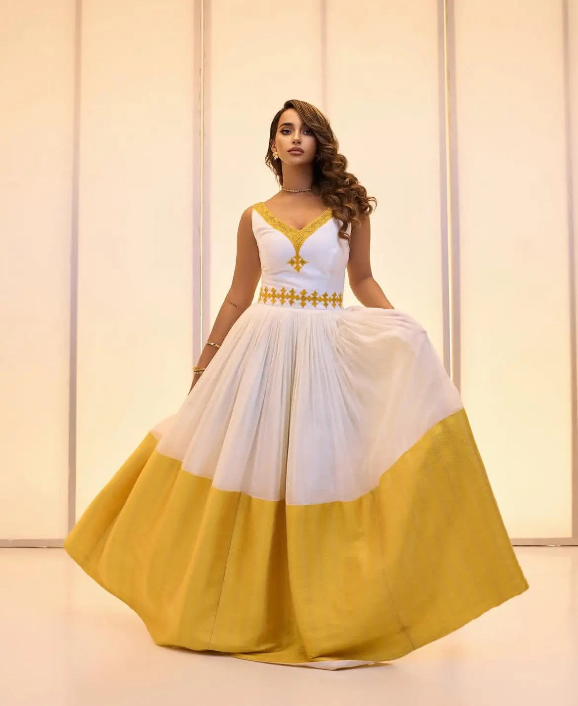 Elegant Ethiopian Dress - Habesha Kemis - Gondar Embroidery