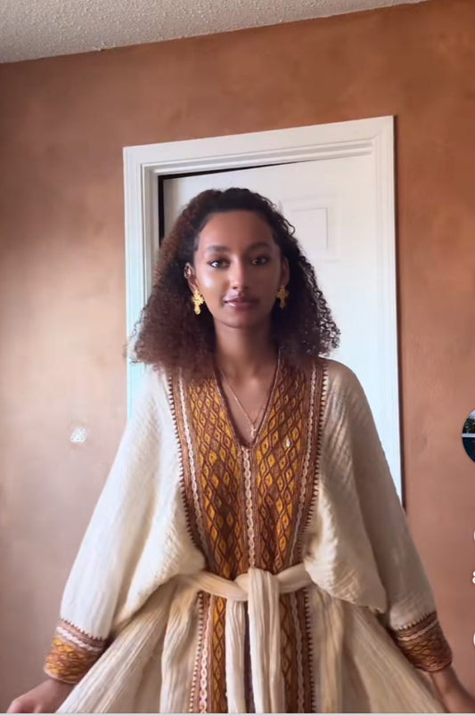 Timeless Traditional Ethiopian Dress | Axum Fetil dress with Good embroidery yaab.habesha