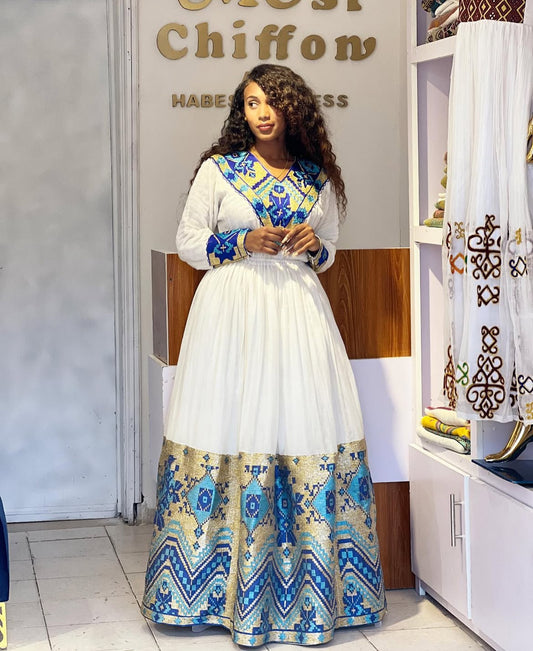 Elegant Habesha Dress - Handwoven Ethiopian Dress - Weddings & Events