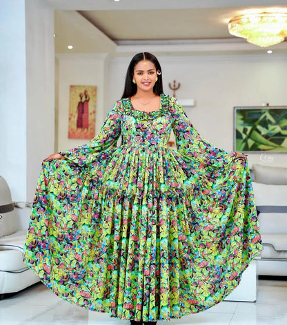 Ethiopian Chiffon Dress - Stylish Shifon Dress - Habesha ሽፎን