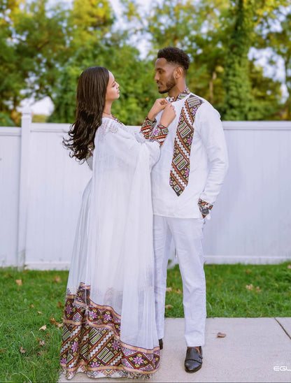 Tsehaye Mehari Multi-Color Habesha Zuria – Luxury Ethiopian Christening, Wedding & Cultural Celebration Dress