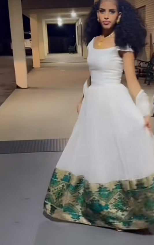 Green Habesha Zuria | Custom for zara