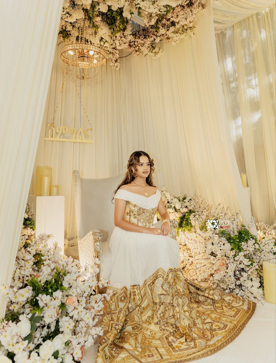 Gold Habesha Kemis – Premium Handcrafted Wedding Dress for Ethiopian Brides | Model Finan Hidru