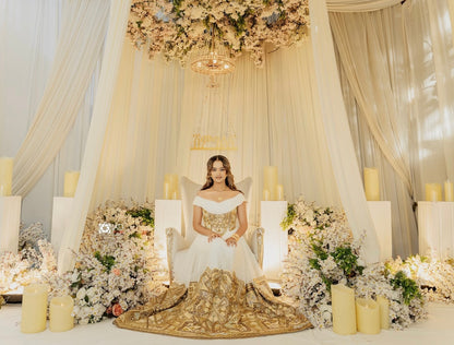 Gold Habesha Kemis – Premium Handcrafted Wedding Dress for Ethiopian Brides | Model Finan Hidru