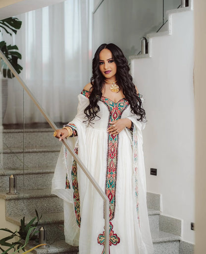 Colorful Modern Habesha Dress – New Style Ethiopian Dress | Premium Habesha Kemis 2025 Collection