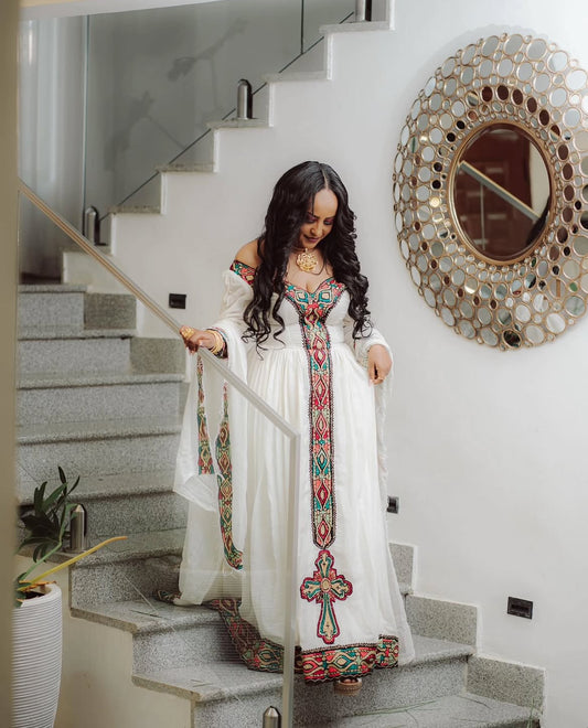Colorful Modern Habesha Dress – New Style Ethiopian Dress | Premium Habesha Kemis 2025 Collection