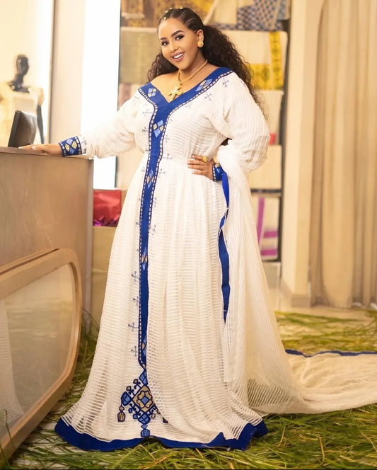 Handmade Ethiopian Habesha Kemis Dress – Traditional Zuria for Weddings & Graduations | Custom Sizing