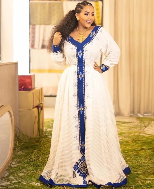 Handmade Ethiopian Habesha Kemis Dress – Traditional Zuria for Weddings & Graduations | Custom Sizing