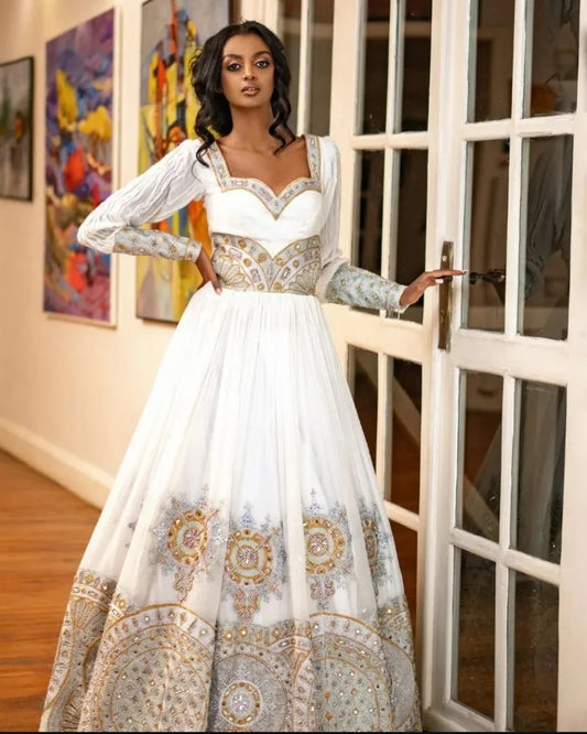 Custom Habesha Dress with Ornate Embroidery