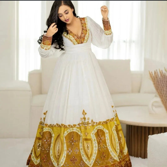 fabulous Traditional Ethiopian Dress for Weddings - Habesha Zuria with Netela