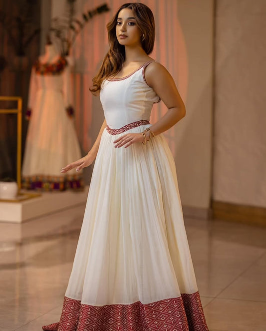 Classic backless  Habesha Dress for Women - Modern Ethiopian Kemis with Red Trim