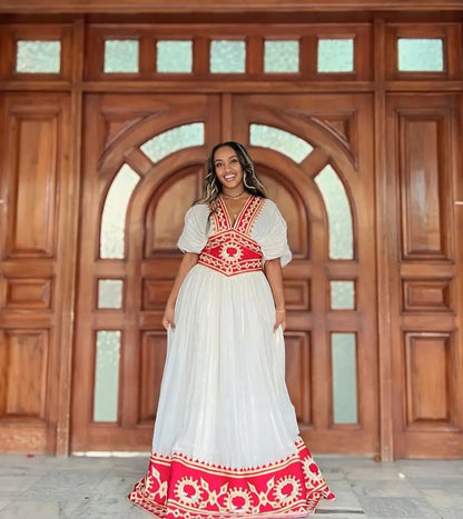 Elegant Traditional Ethiopian Habesha Dress - Classic Habesha Kemis Outfit Bezawit