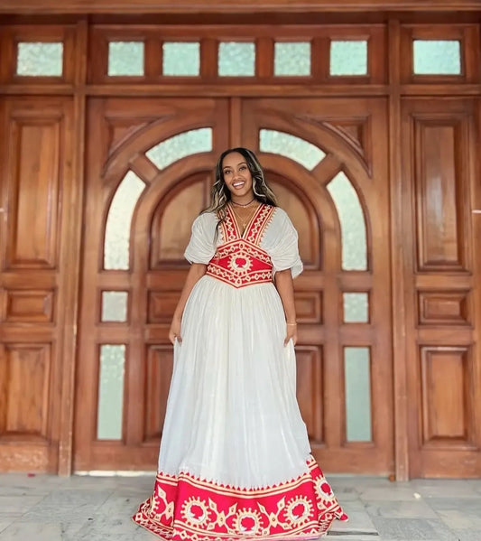 Elegant Traditional Ethiopian Habesha Dress - Classic Habesha Kemis Outfit Bezawit