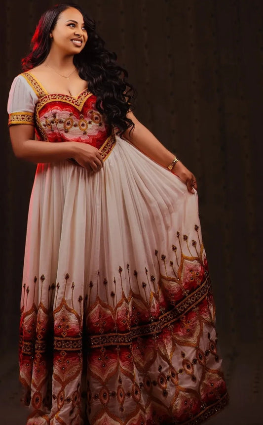 Traditional Ethiopian wedding Dress - Handmade Cultural Habesha Bridal Gown Bezawit