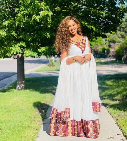 Stylish Modern Habesha Dress for Women - Ethiopian Traditional Dress Bezawit
