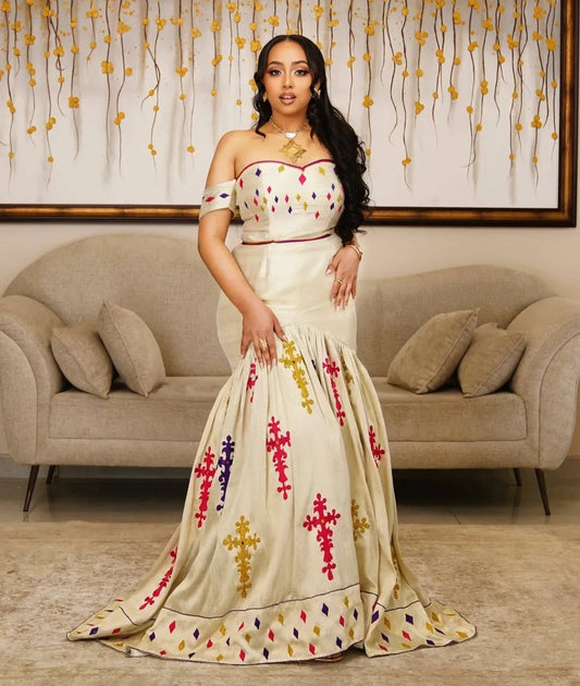 Custom Habesha Dress for Weddings - Modern Ethiopian Mermaid Style Attire from Tsehaye Mehari Bezawit