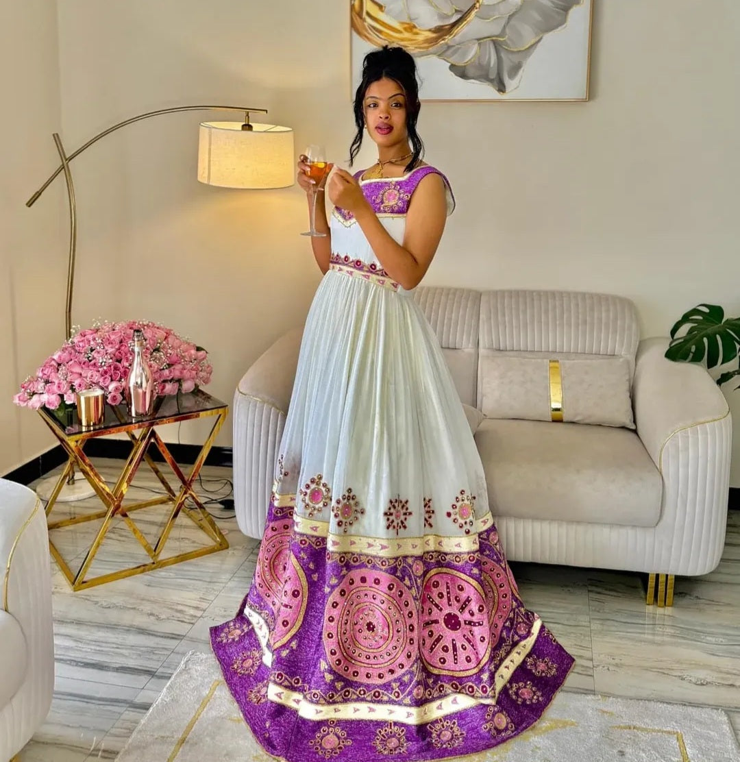 modern ethiopian wedding dress Roza Modern Ethiopian Wedding Dress | Elegant Habesha Wedding Dress