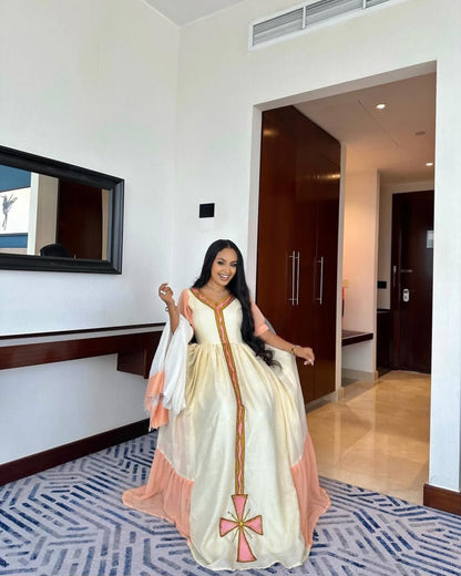 Ethiopian Dress - Simple Kemis with Tilet Detailing