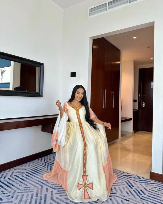 Ethiopian Dress - Simple Kemis with Tilet Detailing