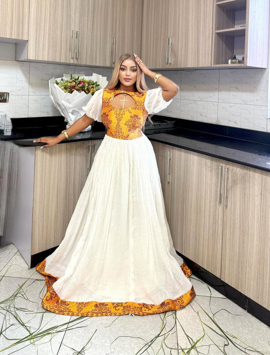 Habesha Kemis - Simple White for Special Ceremonies