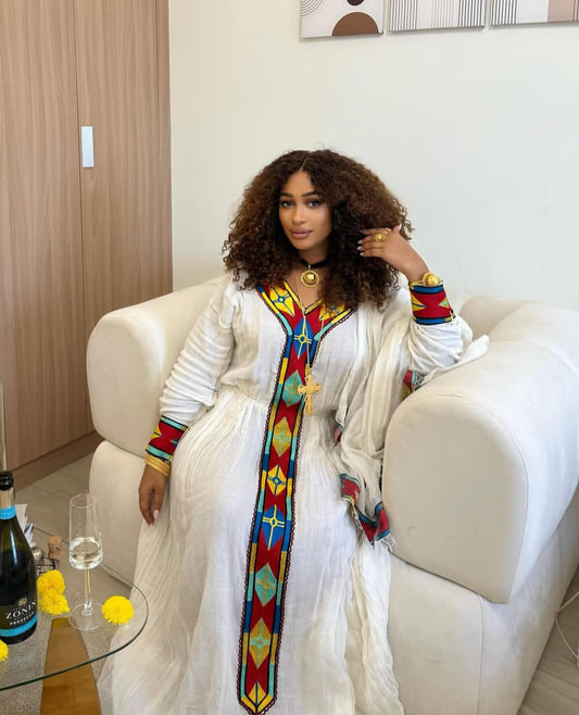 Habesha Dress - Simple White Cotton for Everyday Wear