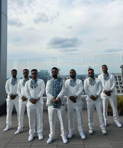 White Wedding Habesha Kemis & Matching Men's Shirt - couples set