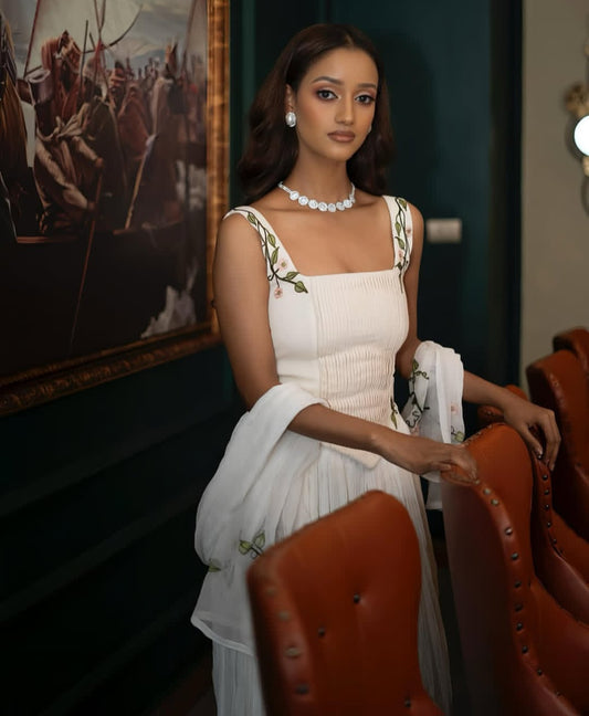 Habesha Kemis - Elegant Ethiopian silver dress & sleeveless Style for Occasion