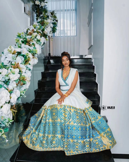 Elegant Habesha Dress - Handwoven Ethiopian Dress - Habesha Kemis
