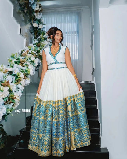 Elegant Habesha Dress - Handwoven Ethiopian Dress - Habesha Kemis