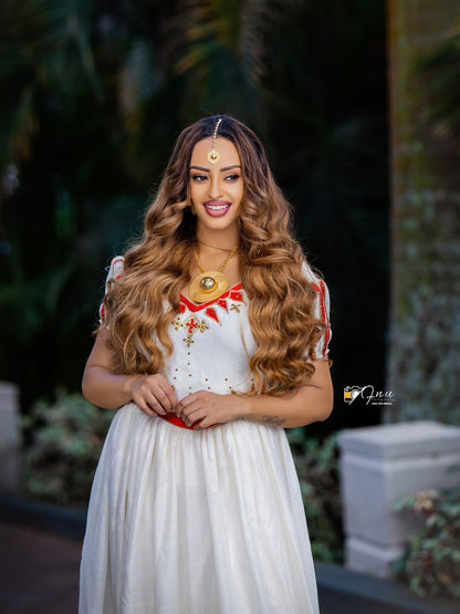 Red Ethiopian Dress – Bold Habesha Outfit for Celebrations and Cultural Occasions