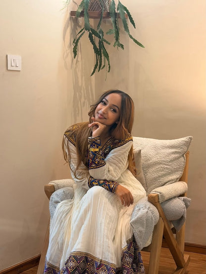 Purple Habesha Kemis – Stylish Ethiopian Traditional Dress for Cultural Events and Celebrations
