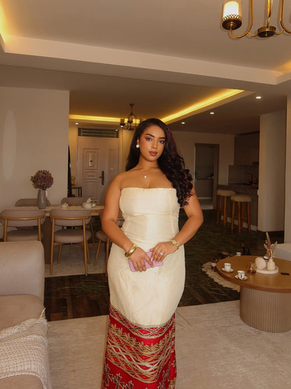 Red Habesha Kemis – Classic Ethiopian Dress for Celebrations and Cultural Events