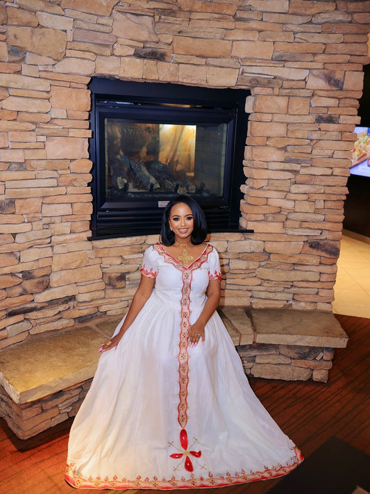 ዘመናዊ የሐበሻ ልብስ | ቀይ ሀበሻ ቀሚስ