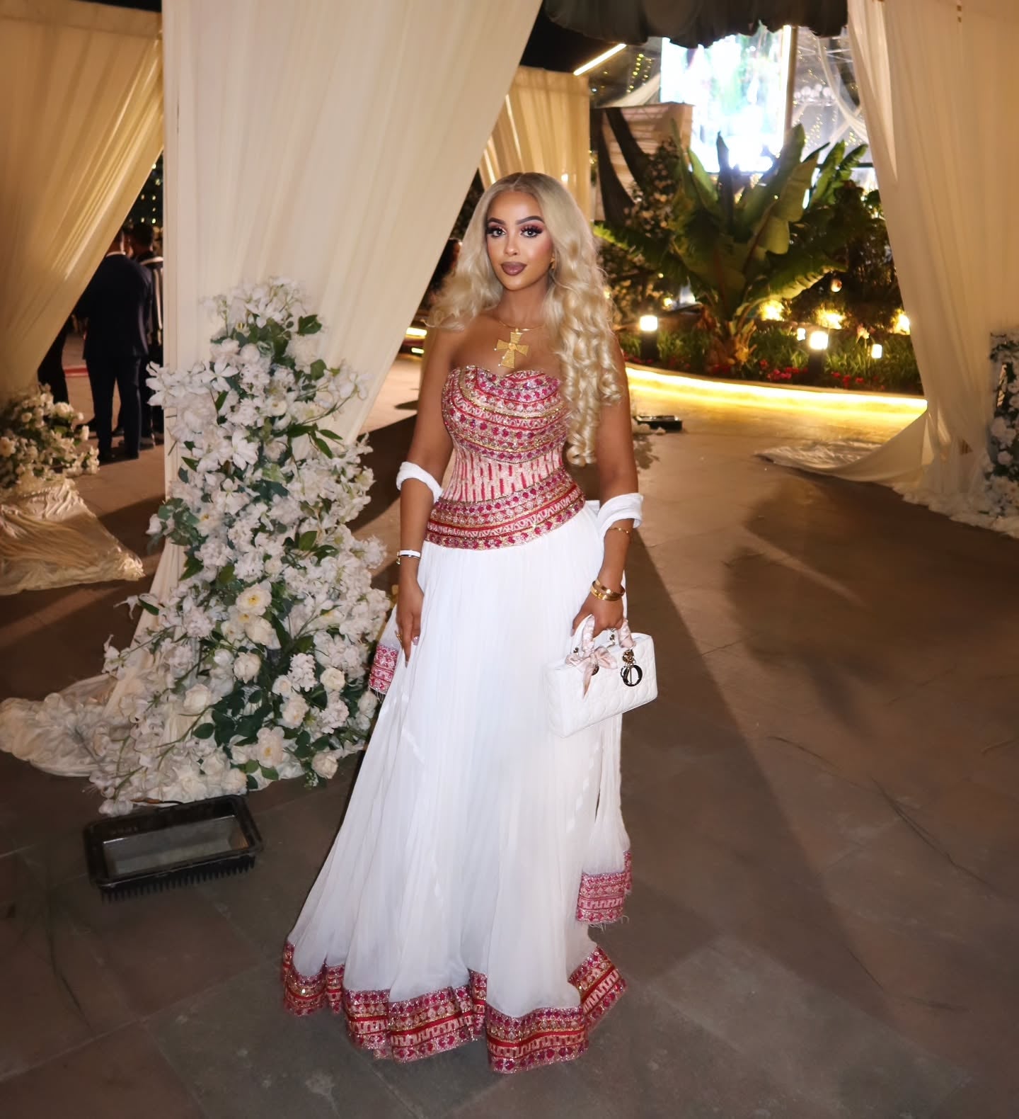 ENKU Design Red Habesha Dress – Bridal Cotton Design for Genna Celebra