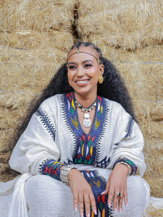 የጎንደር ፈትል የሐበሻ ቀሚስ – በጥልፍ የተሰራ የሀገር ባህል ልብስ