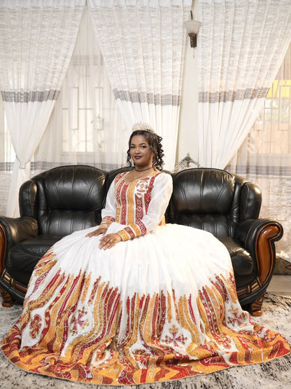White Ethiopian Habesha Libs | Handmade Modern Wedding Dress