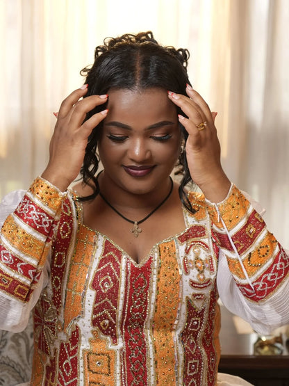 White Ethiopian Habesha Libs | Handmade Modern Wedding Dress