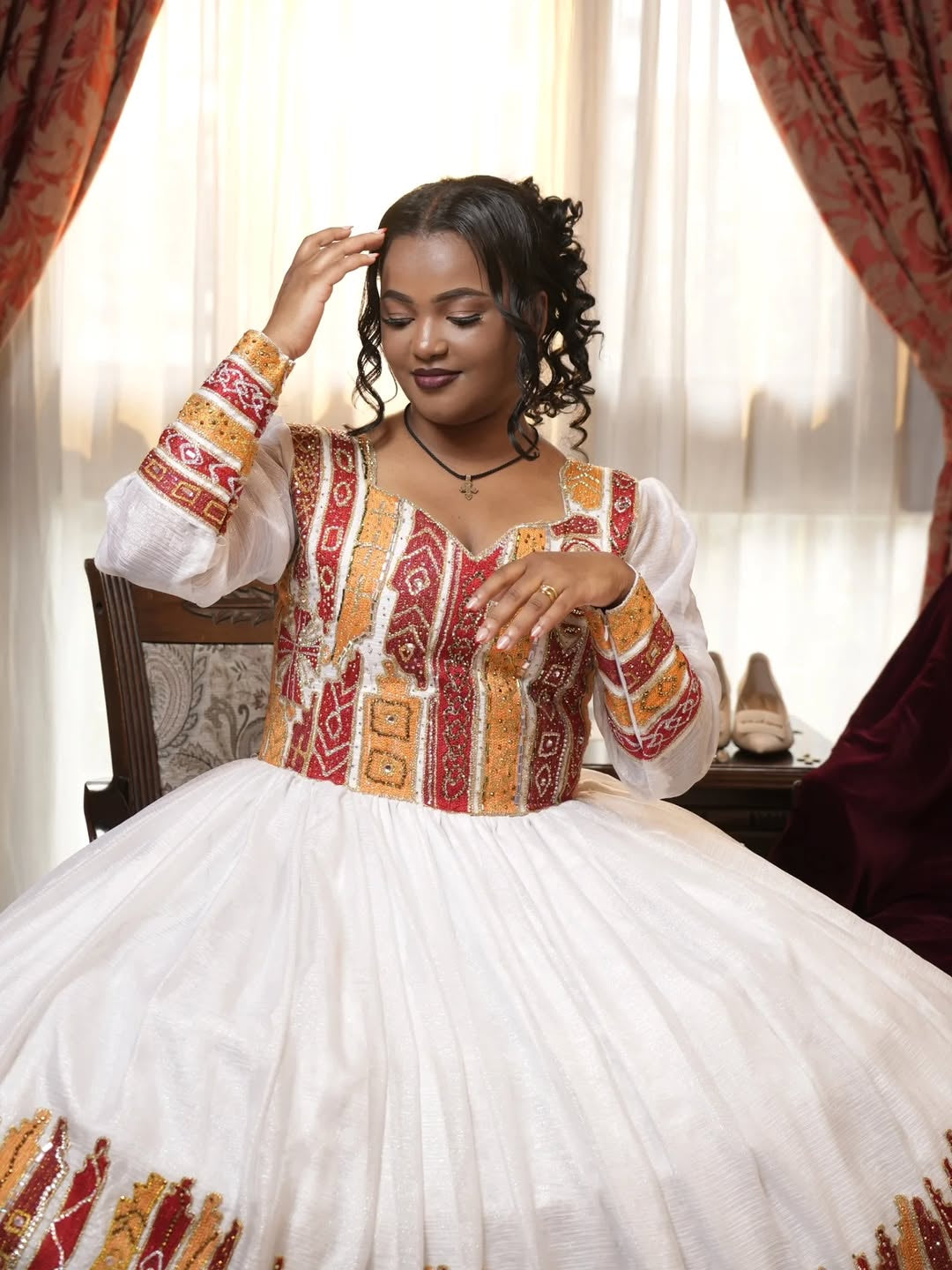 White Ethiopian Habesha Libs | Handmade Modern Wedding Dress