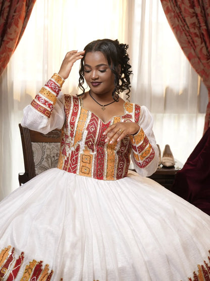 White Ethiopian Habesha Libs | Handmade Modern Wedding Dress