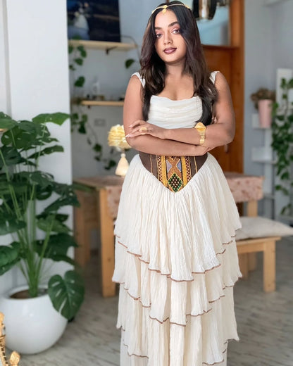 Habesha Libs – handwoven cotton White Traditional Dress with Gold