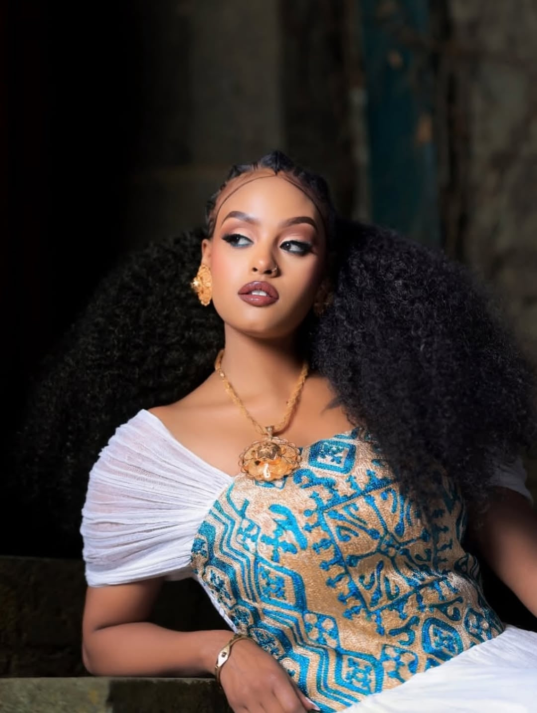 Blue Ethiopian Kemis – Handwoven Habesha Ethiopian Dress for Religious Holidays, Weddings & Formal Cultural Gatherings