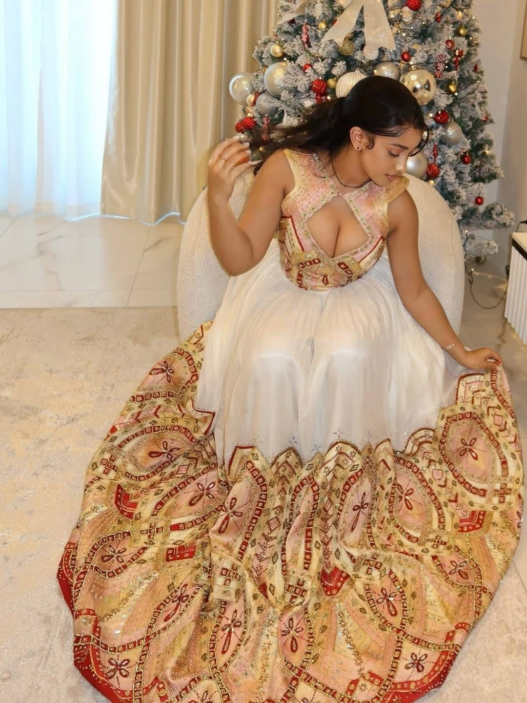 Red Habesha Wedding Libs – Luxury Habesha Chiffon Ethiopian Dress for Weddings & Gala Events