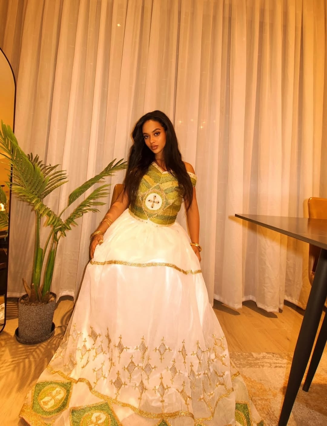 ethiopian traditional dress Elegant Habesha Dress: Modern Kemis, Custom Made with every stitch telling a story. Orange Embroidery Elegant Habesha Dress