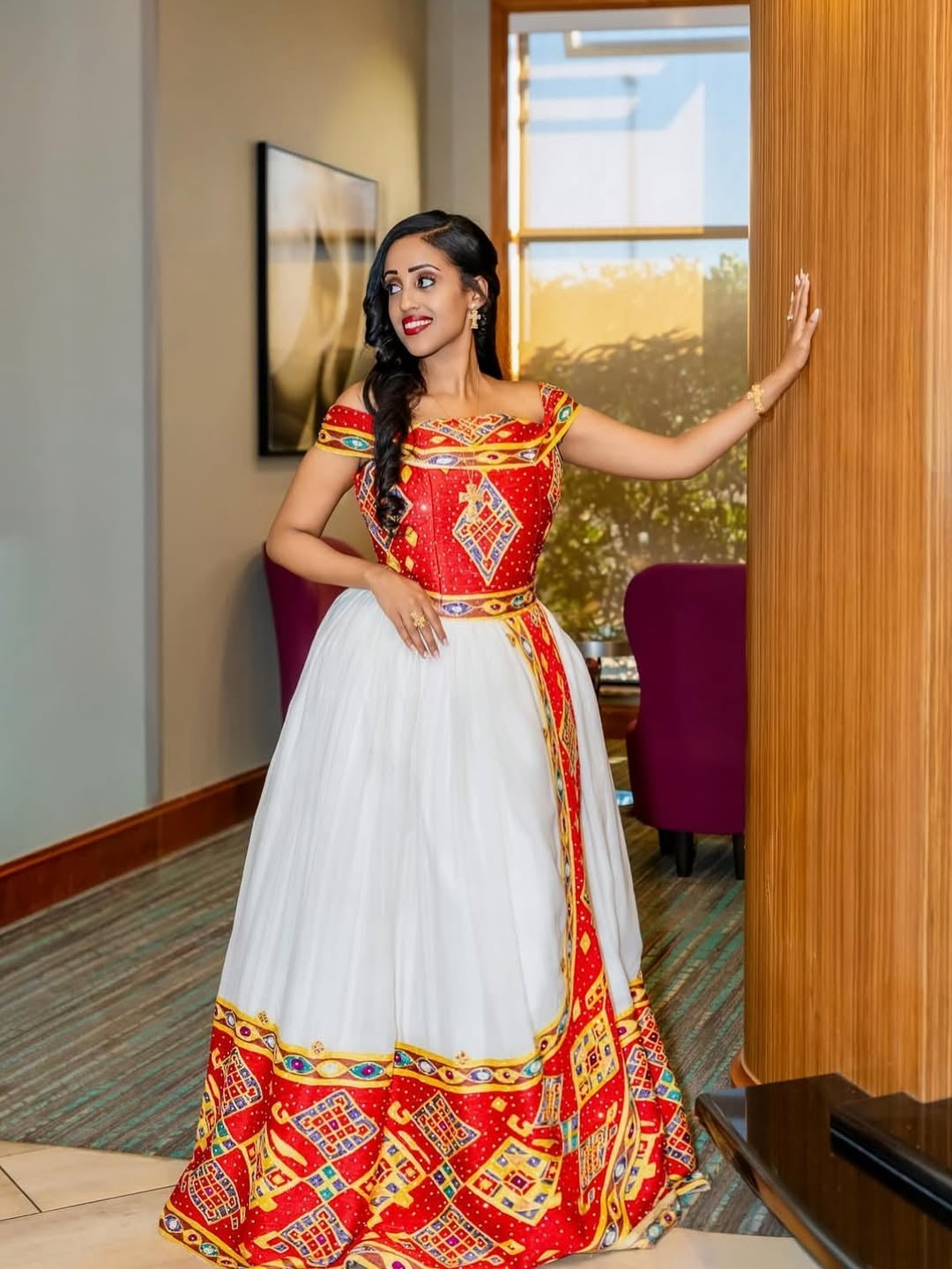 Red Ethiopian Wedding Matching Set