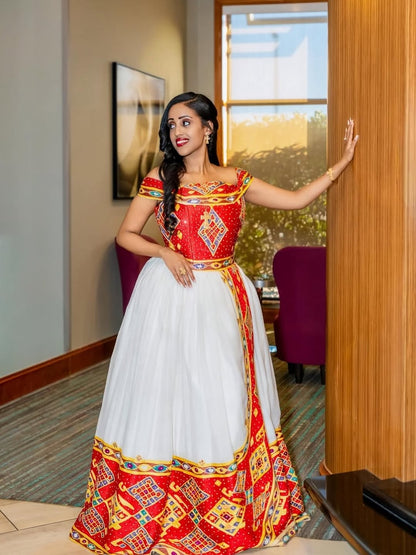 Red Ethiopian Wedding Matching Set