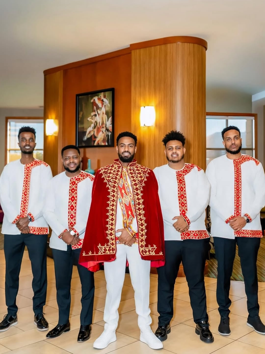 Red Ethiopian Wedding Matching Set – Elegant Habesha Couple Outfit with kaba for Weddings, Cultural Celebrations and Engagement Ceremonies