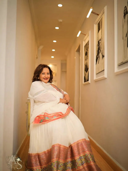 Pink Simple Habesha Dress – Comfortable Ethiopian Outfit Designed for Mothers and Everyday Cultural Wear