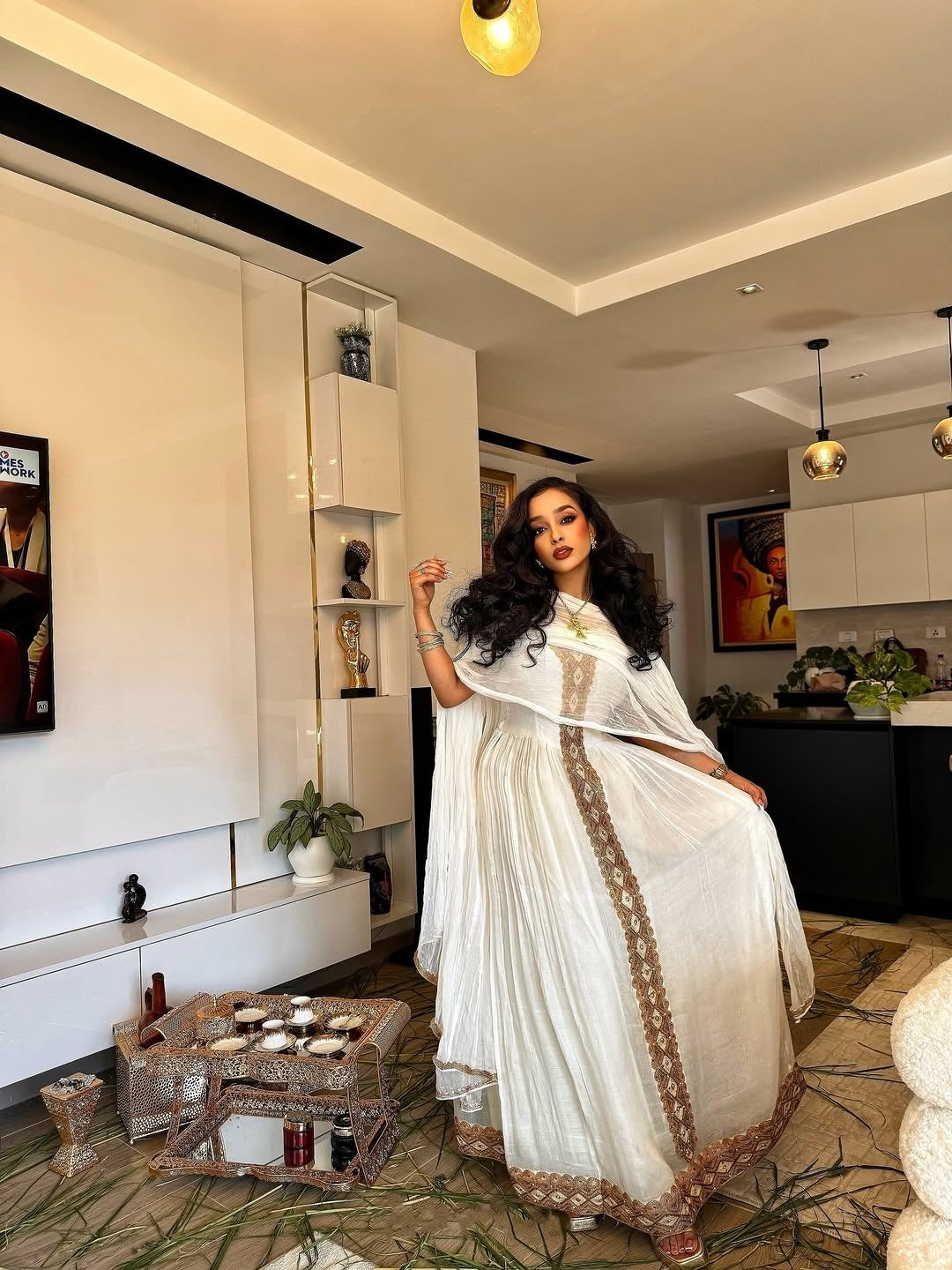 ethiopian traditional wedding dress designer Beaded Habesha Wedding Dress Gorgeous Design Ethiopian Wedding Dress XL