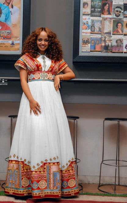 Red Habesha Libs – Traditional Ethiopian Dress for Weddings & Events