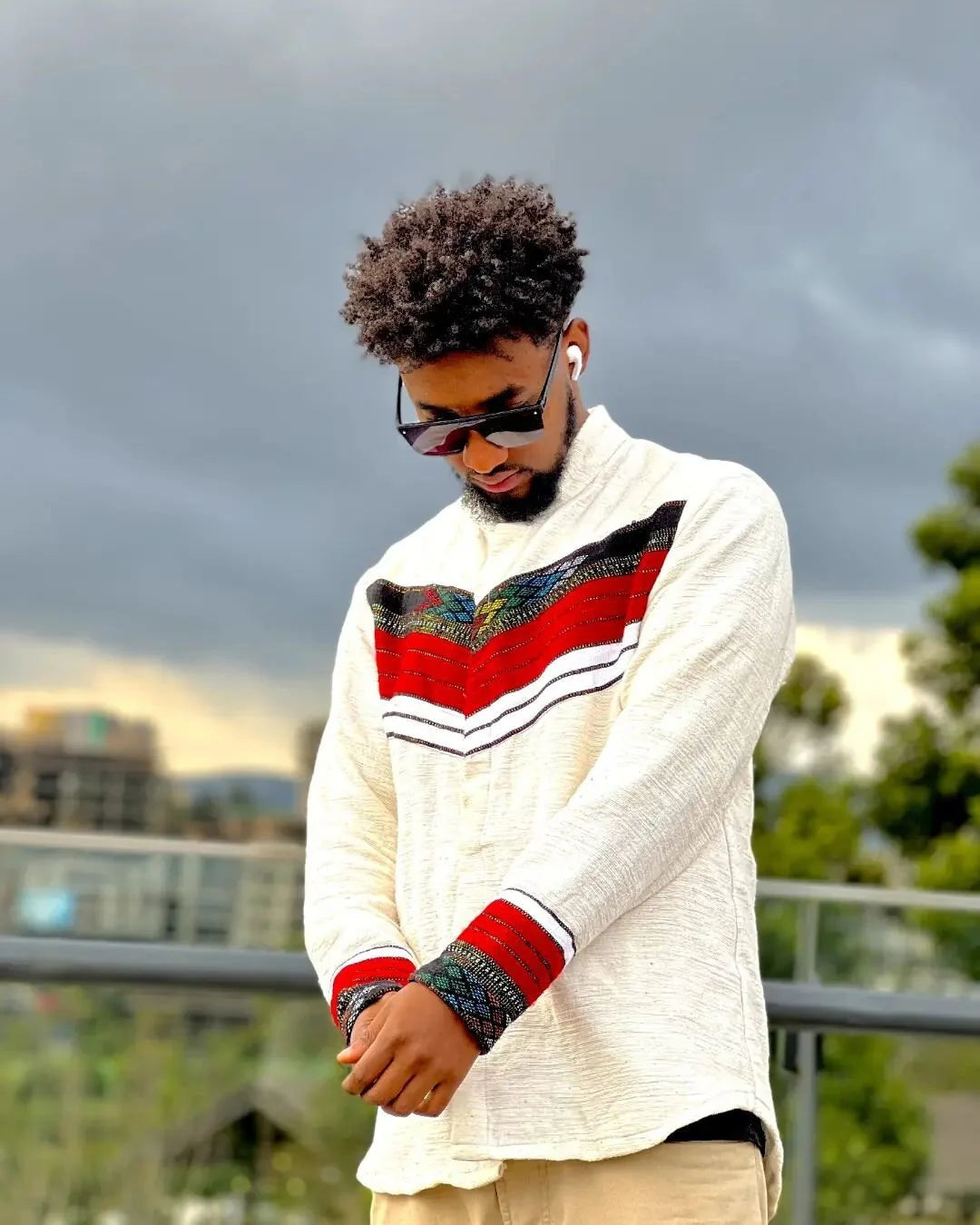 Men's Habesha Cloth - Premium White Traditional Shirt & Pants Set (Custom Tailored) Habesha Dresses Store